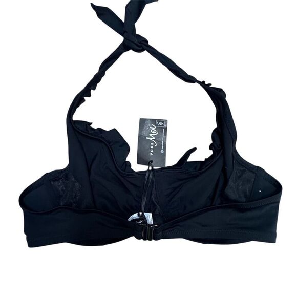 NWT Pour Moi Women's Underwired Halter Bikini Top Black Size 38D - Picture 2 of 5